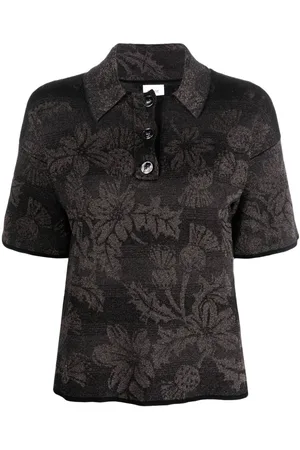 Barrie Thistle-intarsia polo top