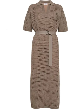 Brunello Cucinelli Crochet-knit cotton midi dress