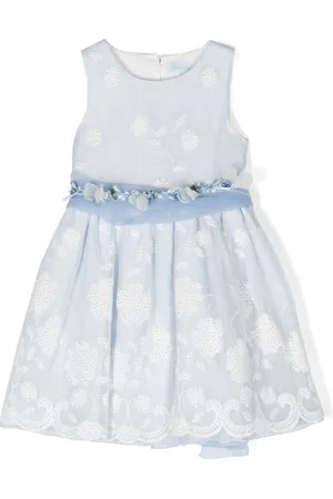 Abel & Lula Floral-appliqué belted dress