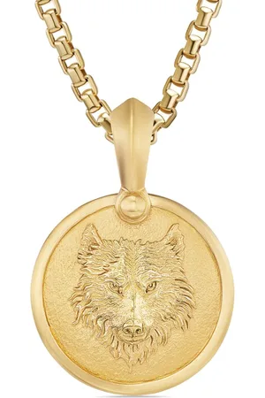 David Yurman 18kt yellow Petrvs Wolf amulet (30.6mm)