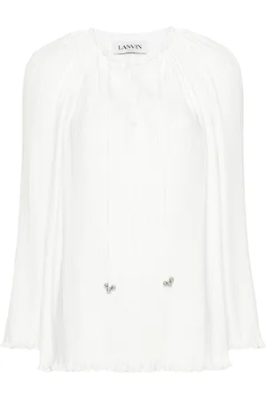 Lanvin Plissé lace-up blouse