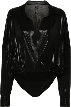 Norma Kamali Laminated shirt-style bodysuit