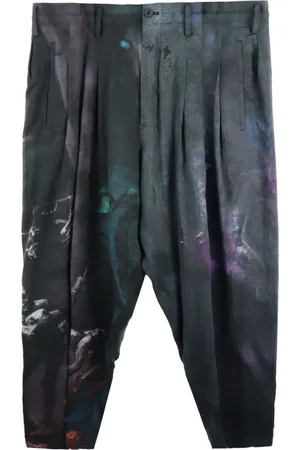 YOHJI YAMAMOTO Abstract-print drop-crotch trousers