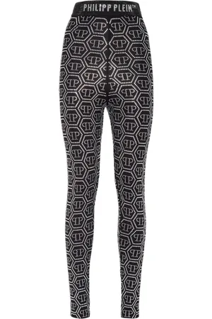 Philipp Plein Monogram-embellished high-waist leggings