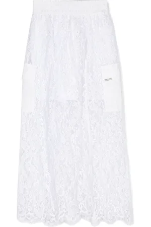 MONNALISA Floral-lace cargo skirt