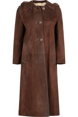 Prada Shearling-hood suede coat