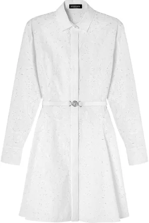VERSACE Sangallo Barocco-embroidered cotton shirtdress