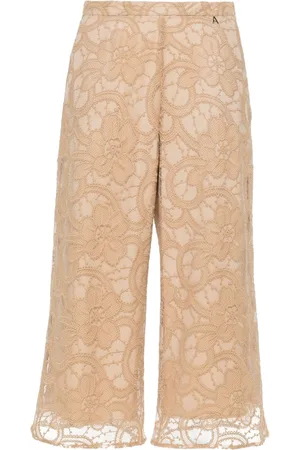 Twin-Set Lace-overlay cropped trousers