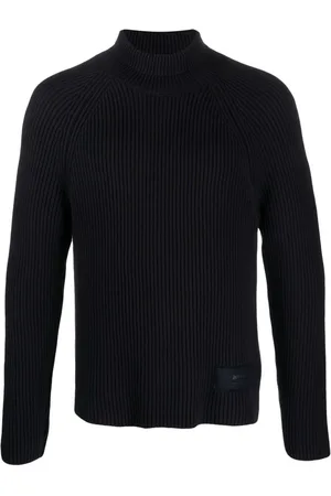 Ami Logo-patch ribbed-knit jumper