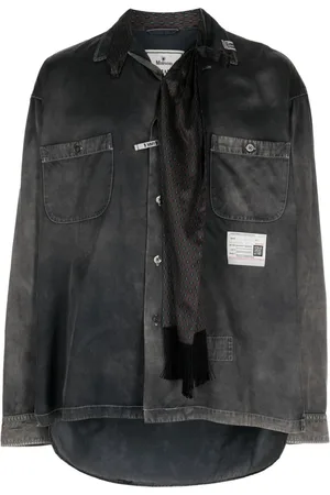 Maison Mihara Yasuhiro Scarf-detail distressed-finish shirt