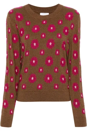Barrie Floral-intarsia crew-neck jumper