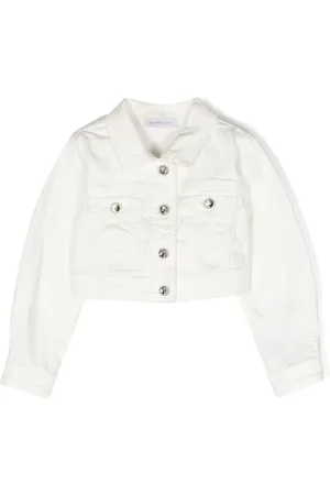 MONNALISA Crystal-buttons denim jacket