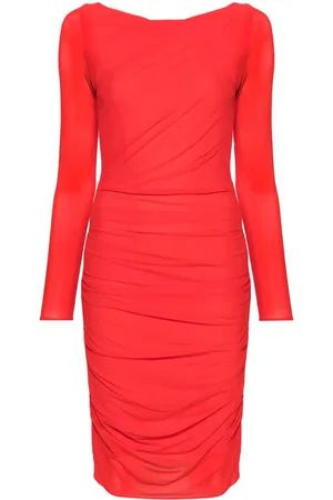TALBOT RUNHOF Ruched long-sleeve midi dress