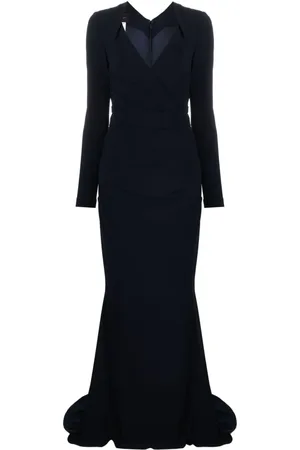 TALBOT RUNHOF Draped crepe maxi dress