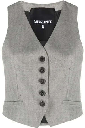 Patrizia Pepe Herringbone-pattern faux-pocket waistcoat