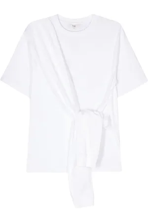tibi Decorative self-tie cotton T-shirt