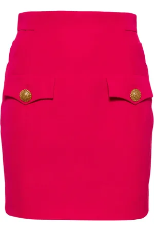 Balmain Button-embellished virgin-wool miniskirt