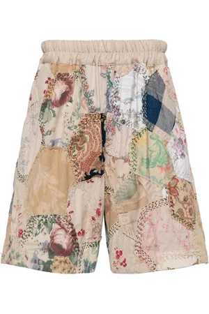 BY WALID Patchwork cotton track shorts
