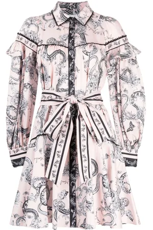 Marchesa Notte Laurel floral-print shirt dress
