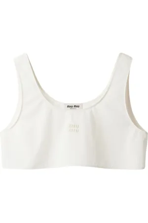 Miu Miu Logo-embroidered cotton crop top