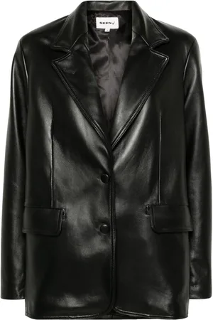 Seen Users Notch-lapels leather blazer