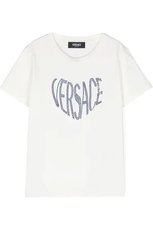 VERSACE Rhinestoned logo-embossed T-shirt
