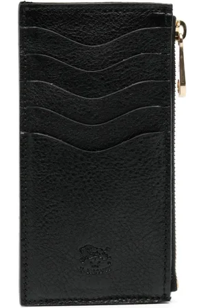 IL BISONTE Logo-debossed leather cardholder