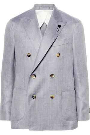 LARDINI Double-breasted twill blazer