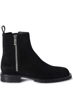 OFF-WHITE Round-toe suede ankle boots