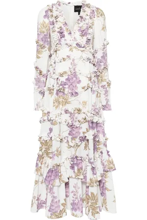 Needle & Thread Wisteria crepe V-neck gown