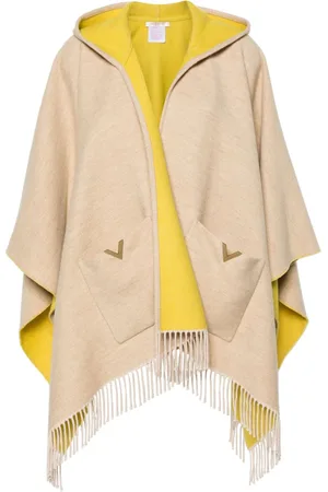 VALENTINO GARAVANI Logo-plaque fringe-edge cape