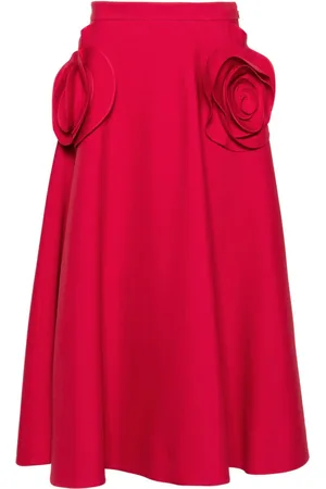 VALENTINO GARAVANI Floral-appliqué flared midi skirt