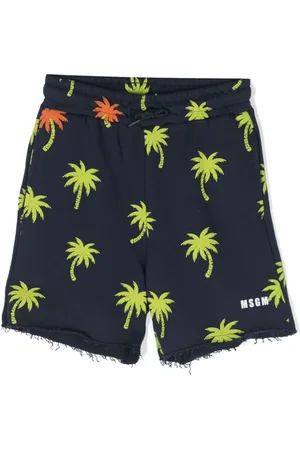 Msgm Palm tree-print cotton shorts