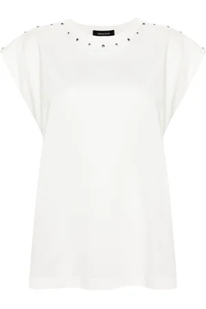 Fabiana Filippi Studed cap-sleeve cotton top