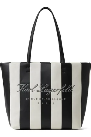 Karl Lagerfeld Hotel Karl striped canvas beach bag