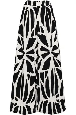 PATBO Graphic-print wide-leg cotton trousers