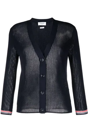 Thom Browne Pointelle-knit RWB stripe cardigan