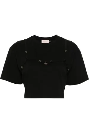 MURMUR Strap-detail cropped T-shirt