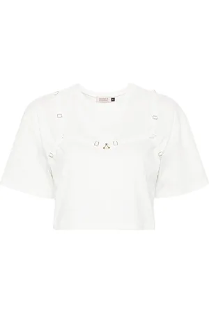 MURMUR Strap-detail cropped T-shirt