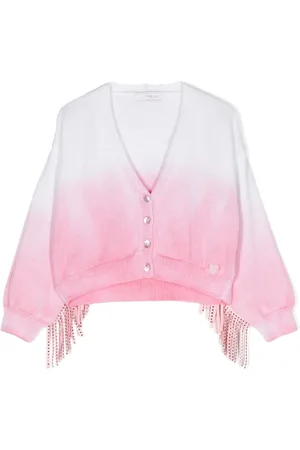MONNALISA Ombré-effect fringed cardigan