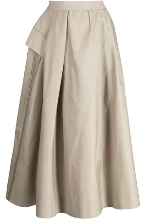 SHIATZY CHEN Logo-embroidered asymmetric midi skirt