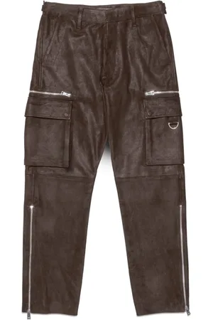 Purple Brand Straight-leg suede cargo trousers