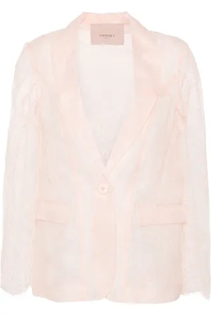Twin-Set Floral-lace single-breasted blazer