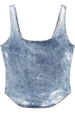 Diesel Oval D-embroidered denim tank top