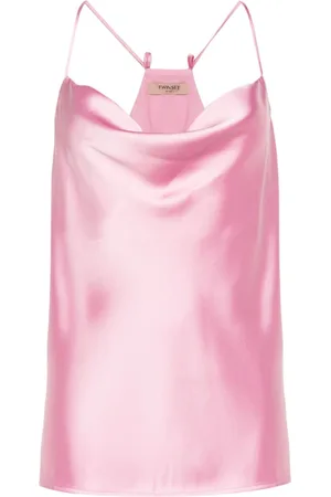 Twin-Set Satin cowl tank top