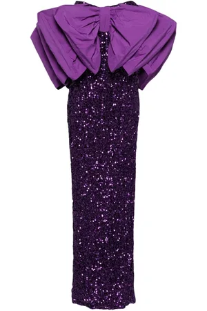 ROTATE Bow-detail sequinned maxi dress