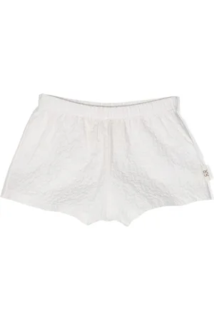 DOUUOD KIDS Logo-patch crinkled shorts