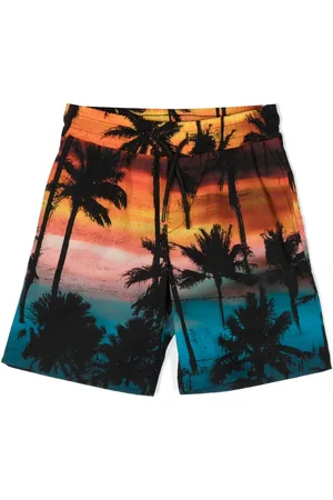 Msgm Sunset-print drawstring shorts