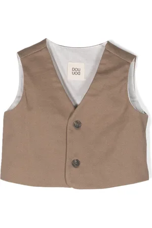 DOUUOD KIDS Logo-print twill-weave waistcoat