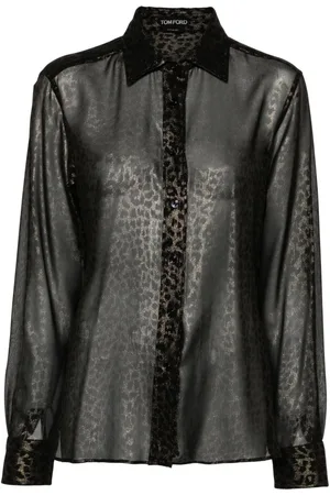 Tom Ford Laminated leopard-print silk shirt